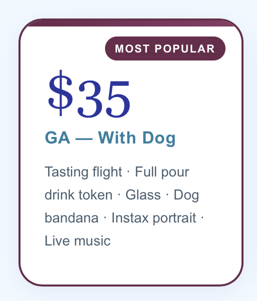 Wags & Wine GA Ticket — With Dog