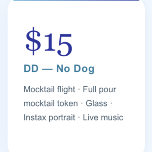 Wags & Wine DD Ticket — No Dog